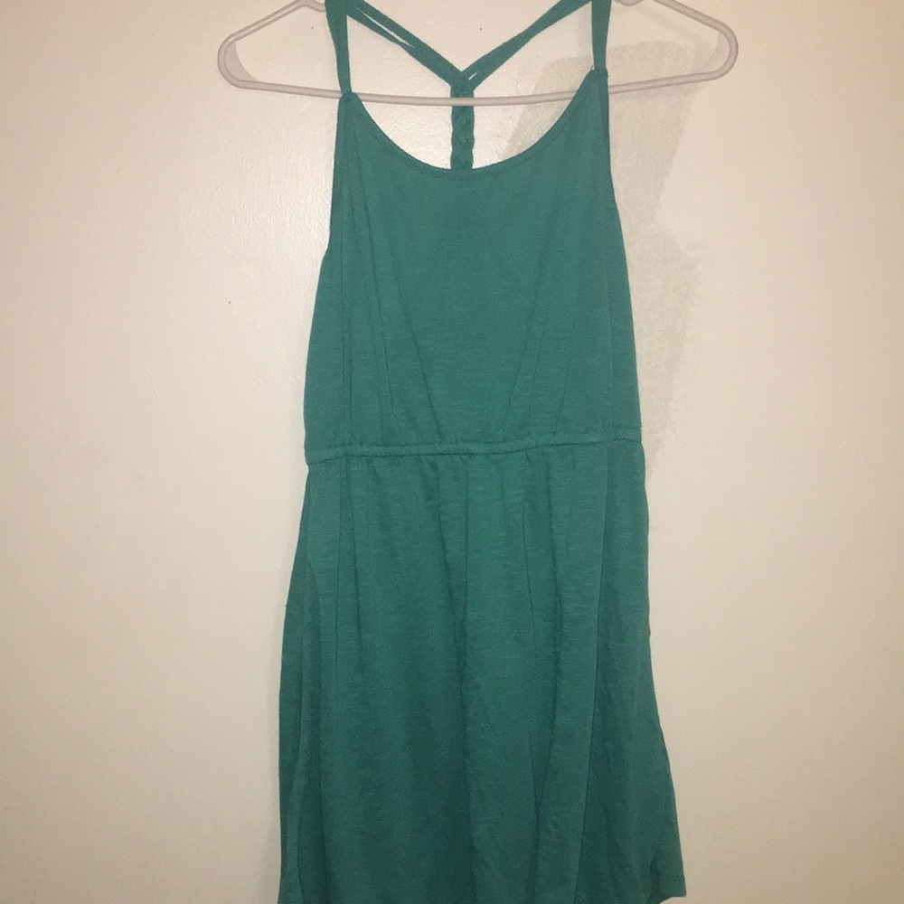 Teal Spaghetti strap sundresses with braided back